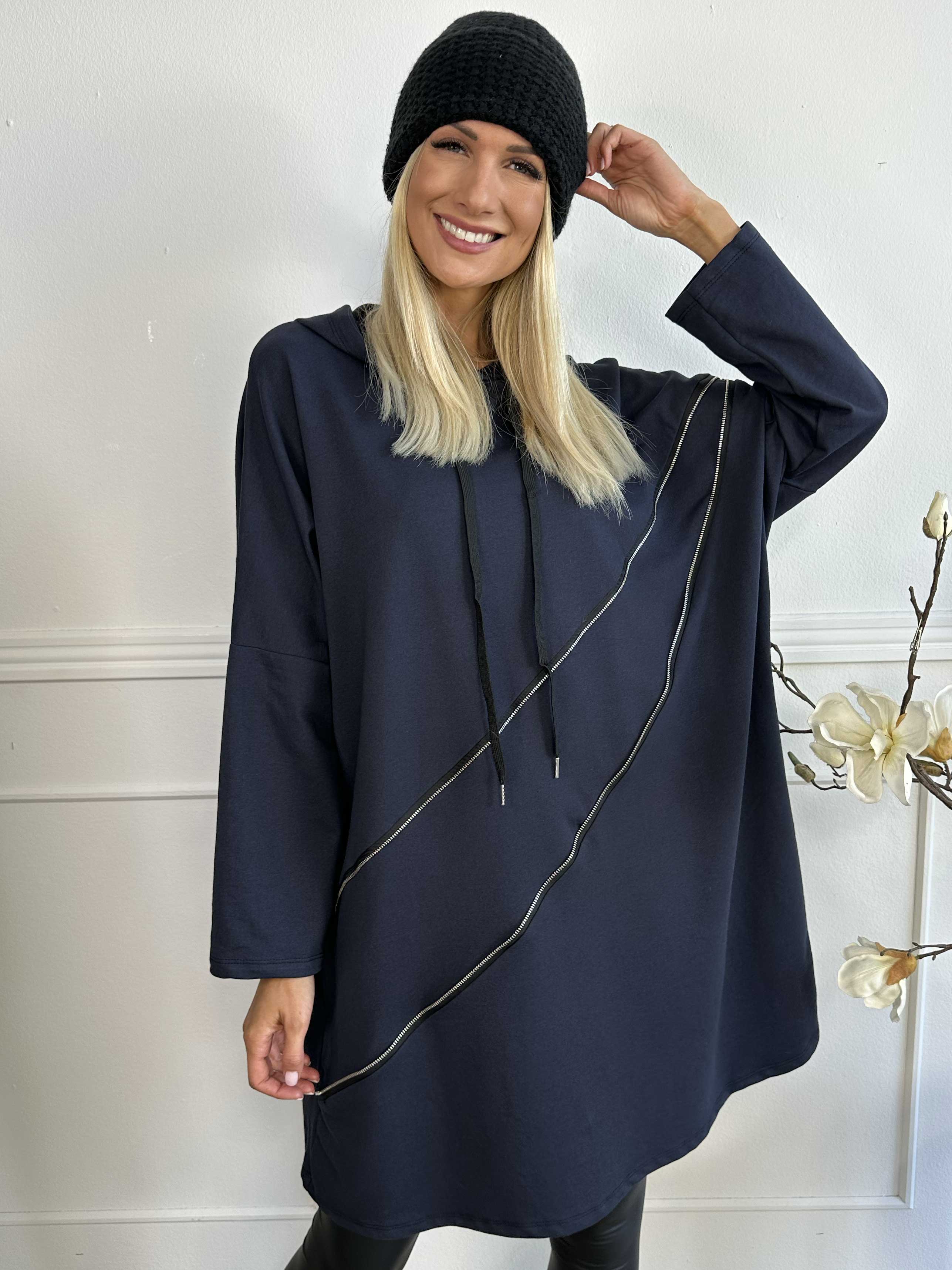 Merah - Hættetrøje med lynlåsdetalje